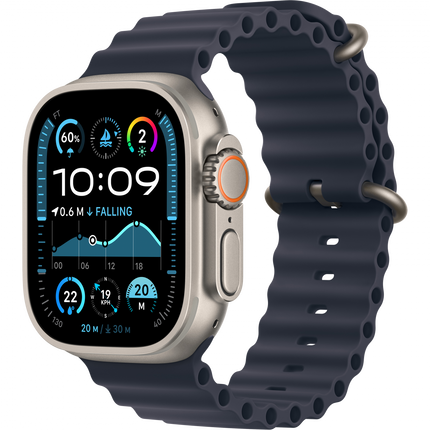 Apple Watch Ultra 2 GPS + Cellular 49mm Natural Titanium Case with Navy Ocean Band,Model A2986