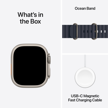 Apple Watch Ultra 2 GPS + Cellular 49mm Natural Titanium Case with Navy Ocean Band,Model A2986