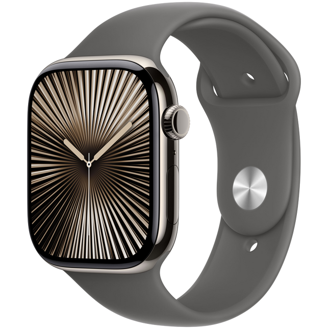 Apple Watch Series 10 GPS + Cellular 46mm Natural Titanium Case with Stone Grey Sport Band - M/L,Model A3003