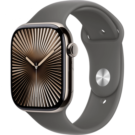 Apple Watch Series 10 GPS + Cellular 46mm Natural Titanium Case with Stone Grey Sport Band - M/L,Model A3003