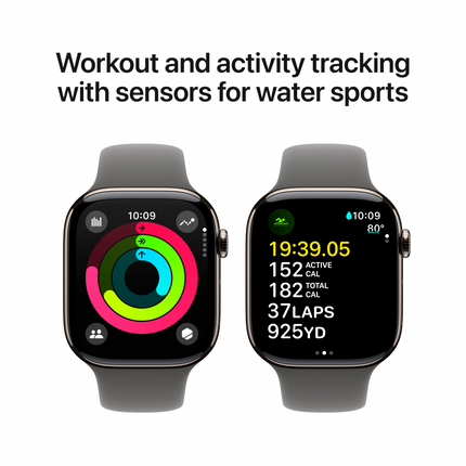 Apple Watch Series 10 GPS + Cellular 46mm Natural Titanium Case with Stone Grey Sport Band - M/L,Model A3003