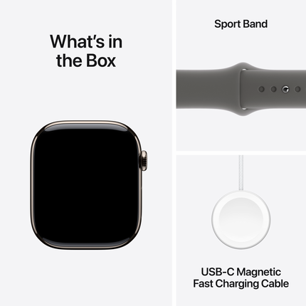 Apple Watch Series 10 GPS + Cellular 46mm Natural Titanium Case with Stone Grey Sport Band - M/L,Model A3003