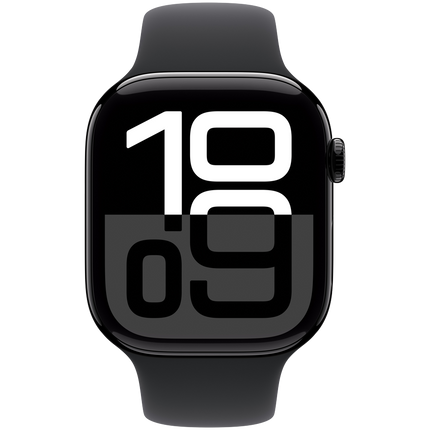 Apple Watch Series 10 GPS + Cellular 46mm Jet Black Aluminium Case with Black Sport Band - S/M,Model A3003