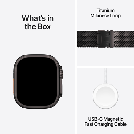 Apple Watch Ultra 2 GPS + Cellular 49mm Black Titanium Case with Black Titanium Milanese Loop - M,Model A2986