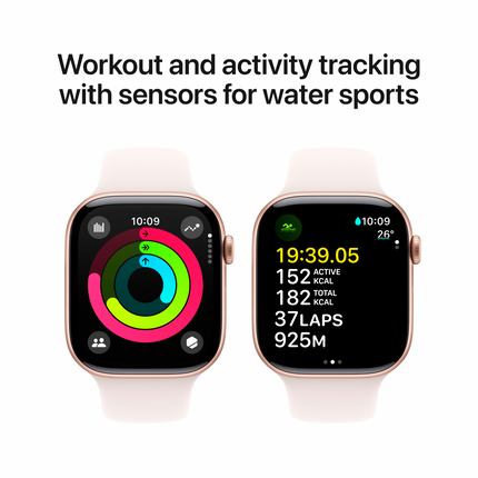 Apple Watch Series 10 GPS + Cellular 42mm Rose Gold Aluminium Case with Light Blush Sport Band - S/M,Model A3001