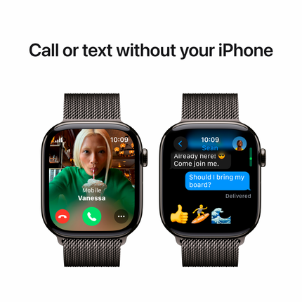 Apple Watch Series 10 GPS + Cellular 46mm Slate Titanium Case with Slate Milanese Loop - M/L,Model A3003