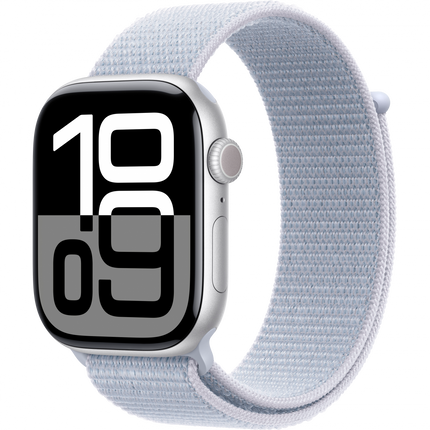 Apple Watch Series 10 GPS + Cellular 46mm Silver Aluminium Case with Blue Cloud Sport Loop,Model A3003