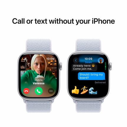 Apple Watch Series 10 GPS + Cellular 46mm Silver Aluminium Case with Blue Cloud Sport Loop,Model A3003