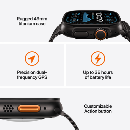 Apple Watch Ultra 2 GPS + Cellular 49mm Black Titanium Case with Black Trail Loop - M/L,Model A2986