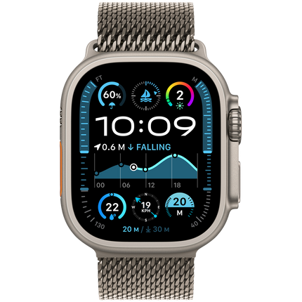 Apple Watch Ultra 2 GPS + Cellular 49mm Natural Titanium Case with Natural Titanium Milanese Loop - S,Model A2986