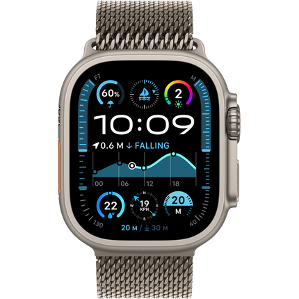 Apple Watch Ultra 2 GPS + Cellular 49mm Natural Titanium Case with Natural Titanium Milanese Loop - M,Model A2986