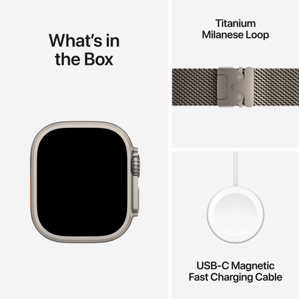Apple Watch Ultra 2 GPS + Cellular 49mm Natural Titanium Case with Natural Titanium Milanese Loop - M,Model A2986