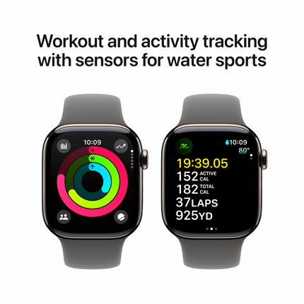Apple Watch Series 10 GPS + Cellular 42mm Natural Titanium Case with Stone Grey Sport Band - S/M,Model A3001