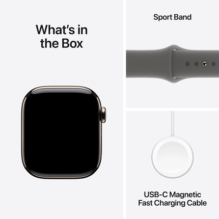 Apple Watch Series 10 GPS + Cellular 42mm Natural Titanium Case with Stone Grey Sport Band - M/L,Model A3001
