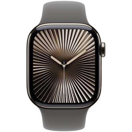 Apple Watch Series 10 GPS + Cellular 42mm Natural Titanium Case with Stone Grey Sport Band - S/M,Model A3001