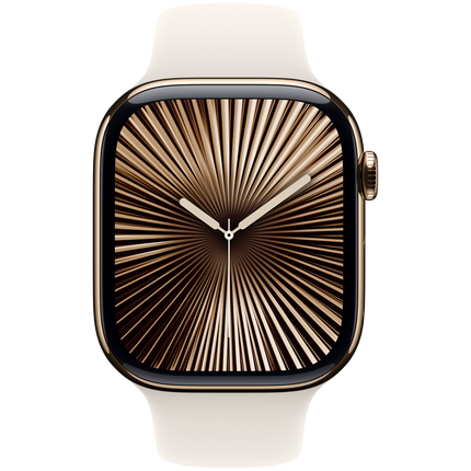 Apple Watch Series 10 GPS + Cellular 42mm Gold Titanium Case with Starlight Sport Band - S/M,Model A3001