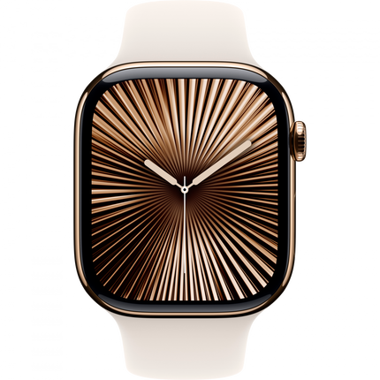 Apple Watch Series 10 GPS + Cellular 42mm Gold Titanium Case with Starlight Sport Band - S/M,Model A3001