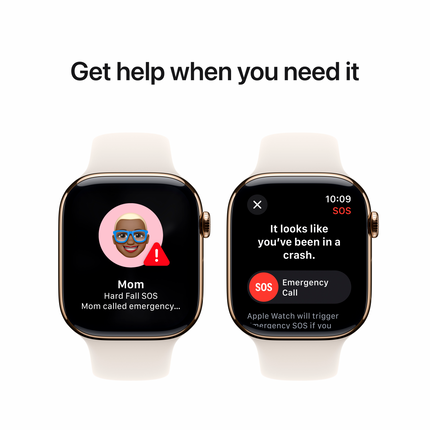 Apple Watch Series 10 GPS + Cellular 42mm Gold Titanium Case with Starlight Sport Band - S/M,Model A3001