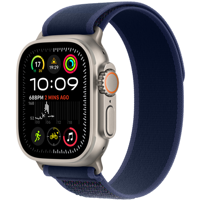 Apple Watch Ultra 2 GPS + Cellular 49mm Natural Titanium Case with Blue Trail Loop - S/M,Model A2986
