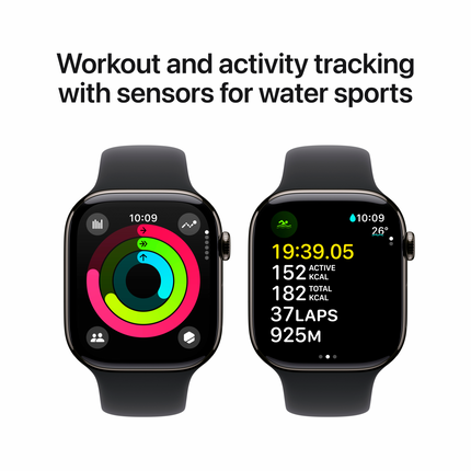 Apple Watch Series 10 GPS + Cellular 46mm Slate Titanium Case with Black Sport Band - S/M,Model A3003