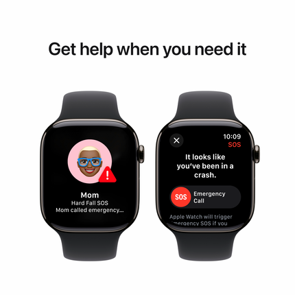Apple Watch Series 10 GPS + Cellular 46mm Slate Titanium Case with Black Sport Band - S/M,Model A3003
