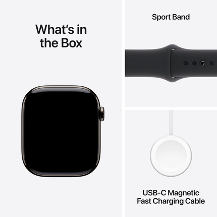 Apple Watch Series 10 GPS + Cellular 46mm Slate Titanium Case with Black Sport Band - S/M,Model A3003
