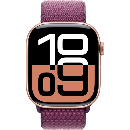 Apple Watch Series 10 GPS + Cellular 46mm Rose Gold Aluminium Case with Plum Sport Loop,Model A3003