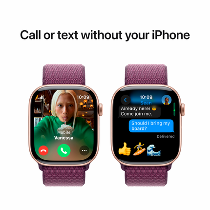 Apple Watch Series 10 GPS + Cellular 46mm Rose Gold Aluminium Case with Plum Sport Loop,Model A3003