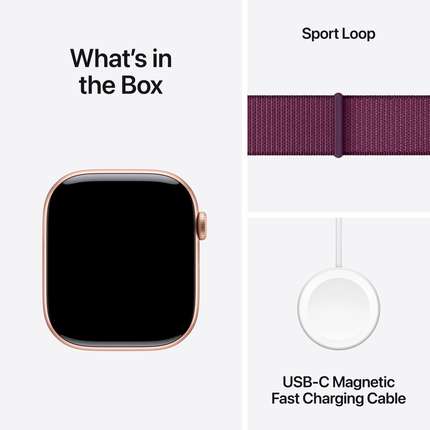 Apple Watch Series 10 GPS + Cellular 46mm Rose Gold Aluminium Case with Plum Sport Loop,Model A3003