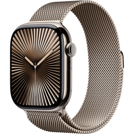 Apple Watch Series 10 GPS + Cellular 46mm Natural Titanium Case with Natural Milanese Loop - M/L,Model A3003