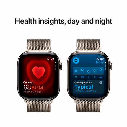 Apple Watch Series 10 GPS + Cellular 46mm Natural Titanium Case with Natural Milanese Loop - M/L,Model A3003