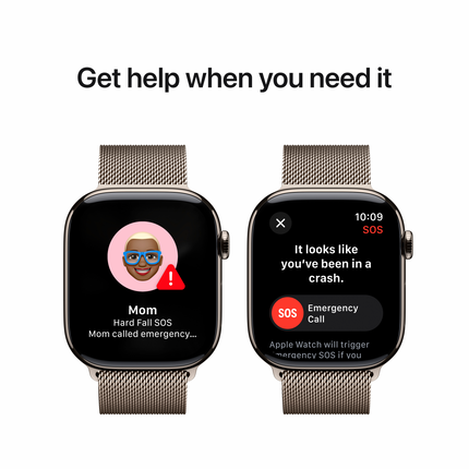 Apple Watch Series 10 GPS + Cellular 46mm Natural Titanium Case with Natural Milanese Loop - M/L,Model A3003