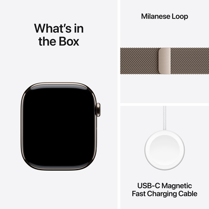 Apple Watch Series 10 GPS + Cellular 46mm Natural Titanium Case with Natural Milanese Loop - M/L,Model A3003