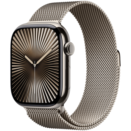 Apple Watch Series 10 GPS + Cellular 46mm Natural Titanium Case with Natural Milanese Loop - M/L,Model A3003