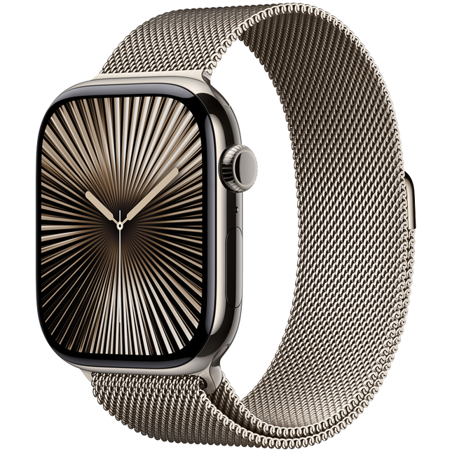Apple Watch Series 10 GPS + Cellular 46mm Natural Titanium Case with Natural Milanese Loop - M/L,Model A3003