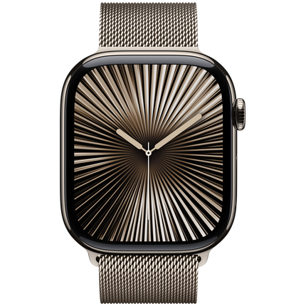 Apple Watch Series 10 GPS + Cellular 46mm Natural Titanium Case with Natural Milanese Loop - M/L,Model A3003
