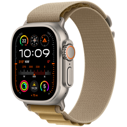 Apple Watch Ultra 2 GPS + Cellular 49mm Natural Titanium Case with Tan Alpine Loop - Small,Model A2986