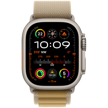 Apple Watch Ultra 2 GPS + Cellular 49mm Natural Titanium Case with Tan Alpine Loop - Medium,Model A2986