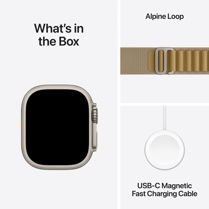 Apple Watch Ultra 2 GPS + Cellular 49mm Natural Titanium Case with Tan Alpine Loop - Small,Model A2986