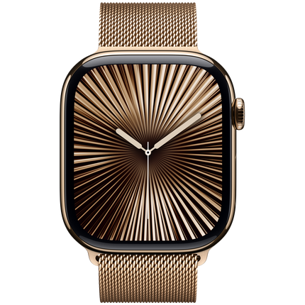 Apple Watch Series 10 GPS + Cellular 42mm Gold Titanium Case with Gold Milanese Loop,Model A3001