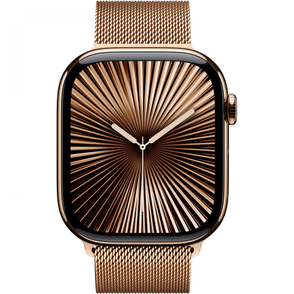 Apple Watch Series 10 GPS + Cellular 42mm Gold Titanium Case with Gold Milanese Loop,Model A3001