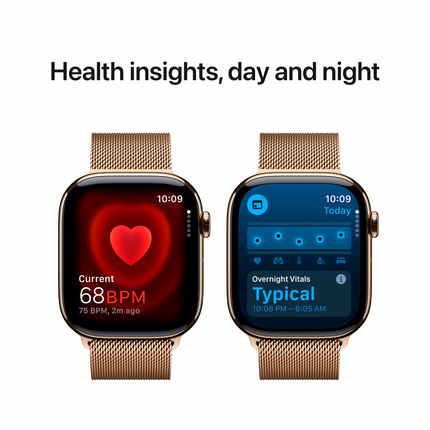 Apple Watch Series 10 GPS + Cellular 42mm Gold Titanium Case with Gold Milanese Loop,Model A3001