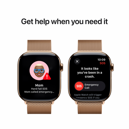Apple Watch Series 10 GPS + Cellular 42mm Gold Titanium Case with Gold Milanese Loop,Model A3001