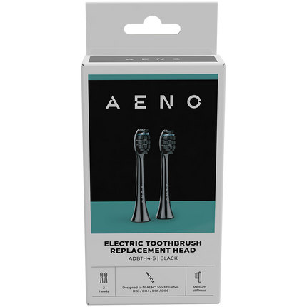 AENO Replacement toothbrush heads, Black, Dupont bristles, 2pcs in set (for ADB0004/ADB0006 and ADB0003/ADB0005)