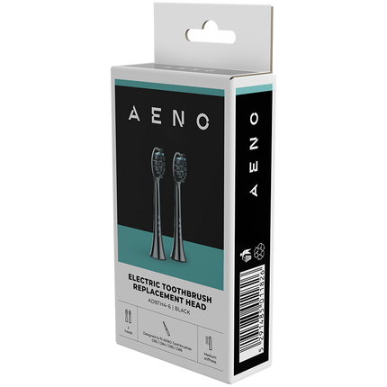 AENO Replacement toothbrush heads, Black, Dupont bristles, 2pcs in set (for ADB0004/ADB0006 and ADB0003/ADB0005)