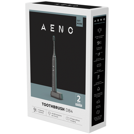 AENO Sonic Electric Toothbrush, DB4: Black, 9 scenarios, with 3D touch, wireless charging, 46000rpm, 40 days without charging, IPX7