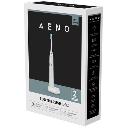 AENO Sonic Electric Toothbrush, DB3: White, 9 scenarios, with 3D touch, wireless charging, 46000rpm, 40 days without charging, IPX7