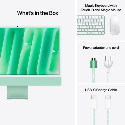 24-inch iMac with Retina 4.5K display: Apple M4 chip with 10‑core CPU and 10‑core GPU, 16GB, 512GB SSD - Green,Model A3137
