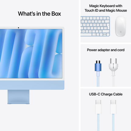 24-inch iMac with Retina 4.5K display: Apple M4 chip with 10‑core CPU and 10‑core GPU, 16GB, 512GB SSD - Blue,Model A3137