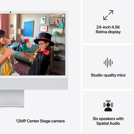 24-inch iMac with Retina 4.5K display: Apple M4 chip with 10‑core CPU and 10‑core GPU, 16GB, 512GB SSD - Silver,Model A3137